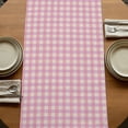 thumbnail image 5 of Pink 70 Inch Table Runner, Grid Checkered Plaid Gingham Lattice Trellis Farmhouse Dresser Scarf Cotton & Linen Tablerunner for Dining/Kitchen Island/Holiday Party Décor 13" x 70", 5 of 9