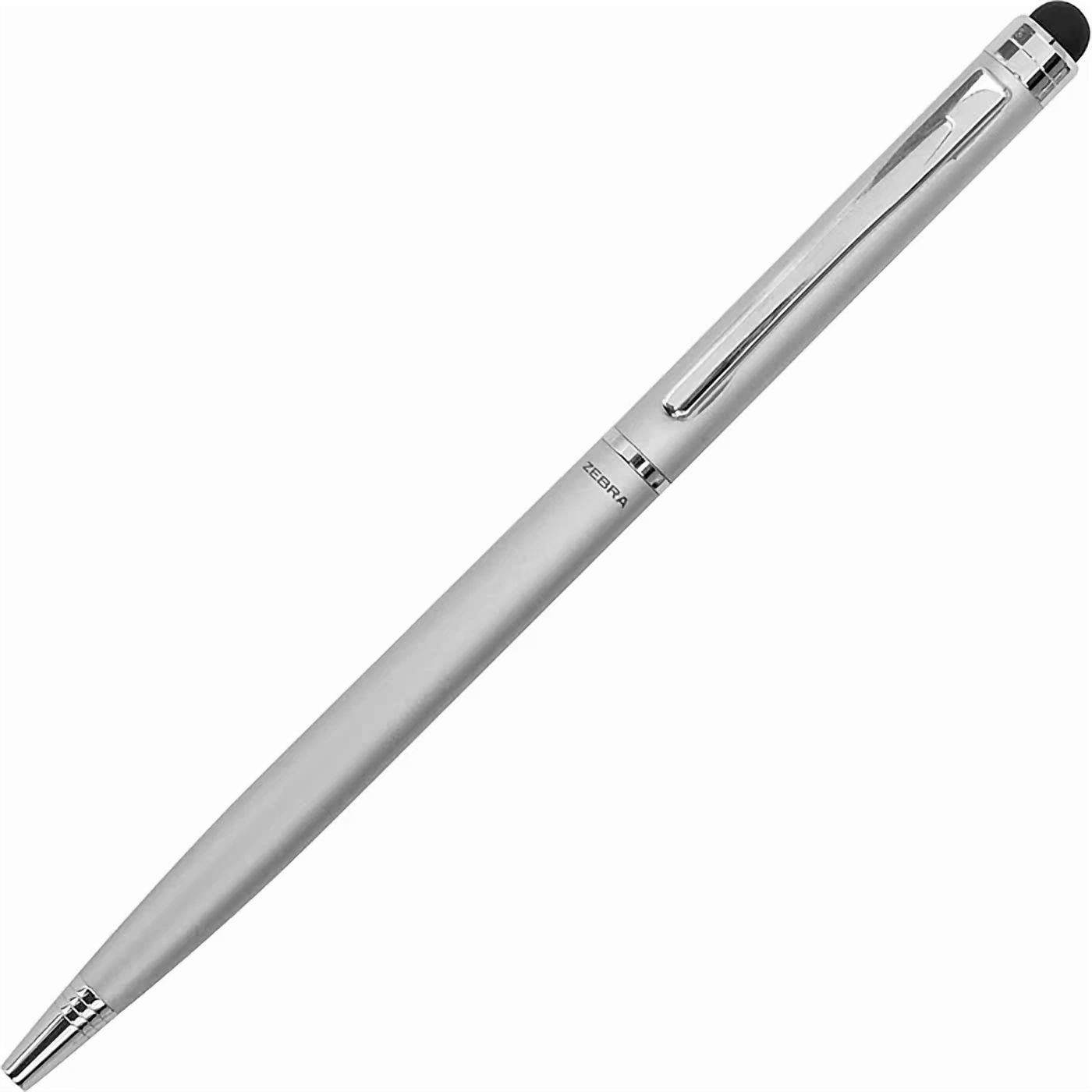 CIRCLE- Zebra Stylus/Pen Combination Twist Ballpoint Silver 33161, Black, Fine Ballpoint