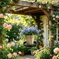 thumbnail image 1 of Aufmer Chain Matching Metal Openwork Hanging Flower Basket Stable Suspension Structure Elegant Hollow Design For Home Outdoor Courtyard Potted Plant Hanging Layout(9.84x0.98in), 1 of 6