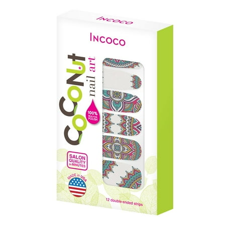 Incoco Coconut Nail Art Double-Ended Nail Polish Strips, Chill Out, 12 Count