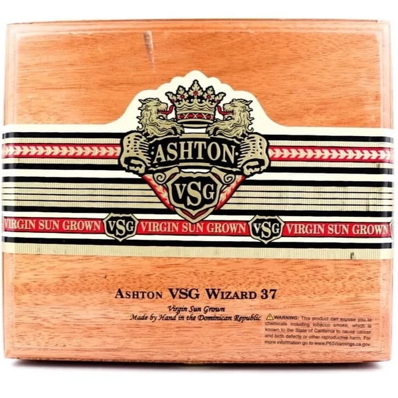 Ashton VSG Wizard 37 Empty Wood Cigar Box 8" x 7" x 4.5"