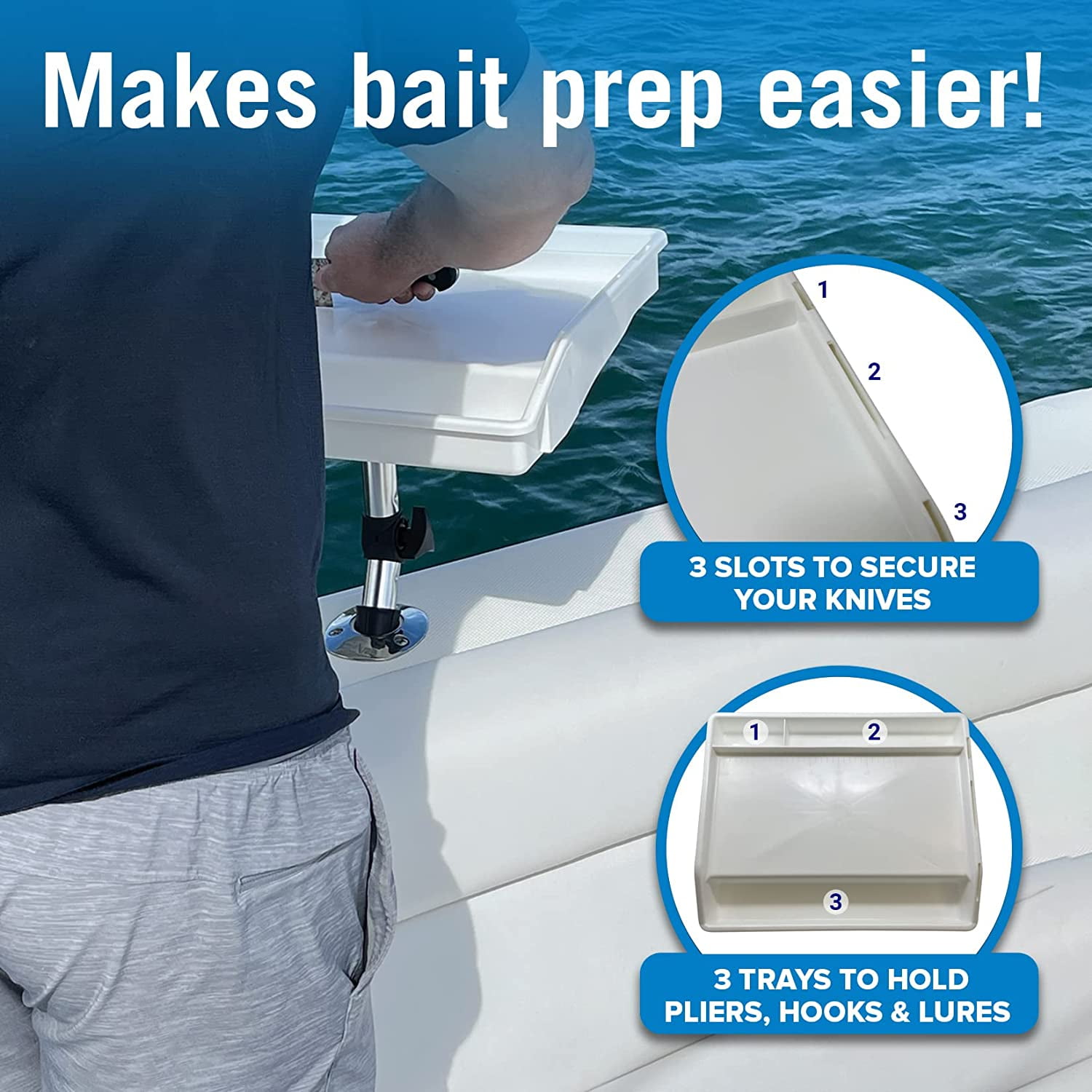 Better Boat Cutting Board Rod Holder Bait Station and Filet Table for Boat  