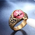 thumbnail image 2 of PAMTIER Men Stainless Steel Retro Punk Evil Devil Bloody Pink Eye Gothic Biker Dragon Eyes Ring of Hell Demon Ghost Diamond Gold Black Size 11, 2 of 3