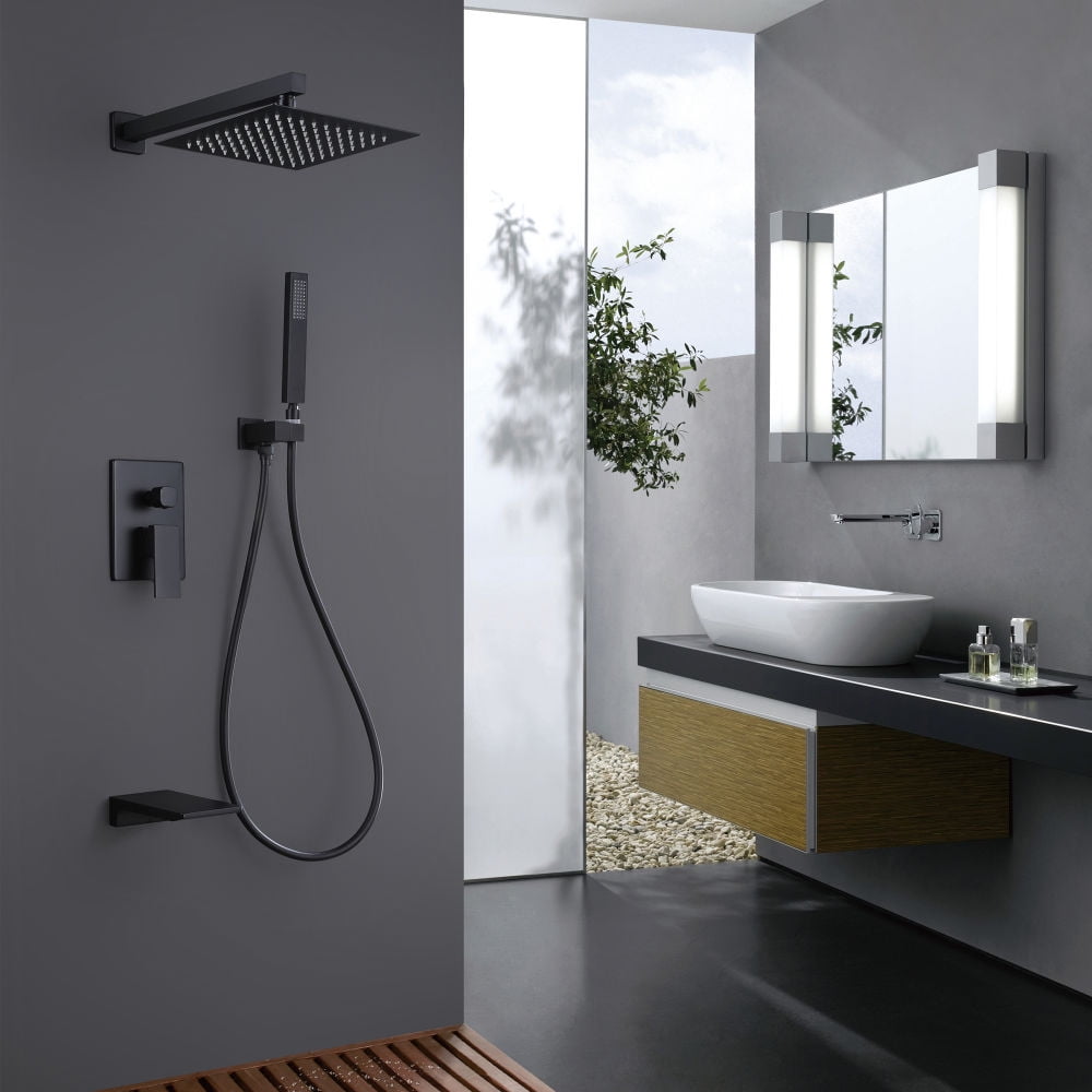 Kepooman Home Wall Mounted Square Rainfall Shower System, Pressure Balanced Complteted Shower System for Hotel Kepooman Home Wall Mounted Square Rainfall Shower System, Pressure Balanced Complteted Shower System for Hotel