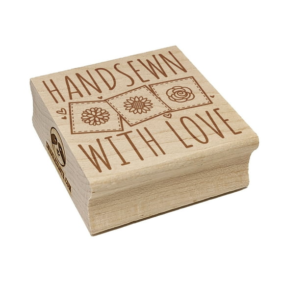 Handsewn with Love Flower Quilt Blocks Sewing Crafts Square Rubber Stamp Stamping Scrapbooking Crafting - Large 2.75in