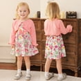 thumbnail image 3 of Younger Tree Baby Girl Dress Set 2PCS Fall Winter Long Sleeve Cardigan Floral Sleeveless Sundress Clothes Outfits for 3-4T, 3 of 7