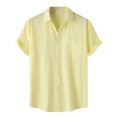 thumbnail image 1 of WEAIXIMIUNG Custom T Shirts for Men Male Solid Color Jacquard Striped Shirt Pure Short Sleeve Lapel Button Down Shirt, 1 of 9
