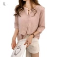 thumbnail image 1 of Qarigey Camisa a rayas Mujer Blusa de verano Cuello Suelta Top casual Prendas para la parte del cuerpo Rosado L, 1 of 7