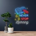 thumbnail image 2 of Glowneon Never Stop Learning Neon Sign, Class Room Quote Wall Decor, 2 of 4