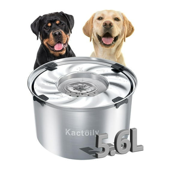 5.6L No Spill Dog Water Bowl, 1.5 Gallon Slow Water Bowl for Dogs, Spill Proof Slow Water Bowl for Messy Drinkers, Stainless Steel Dog Bowl with Anti-Slip Mat