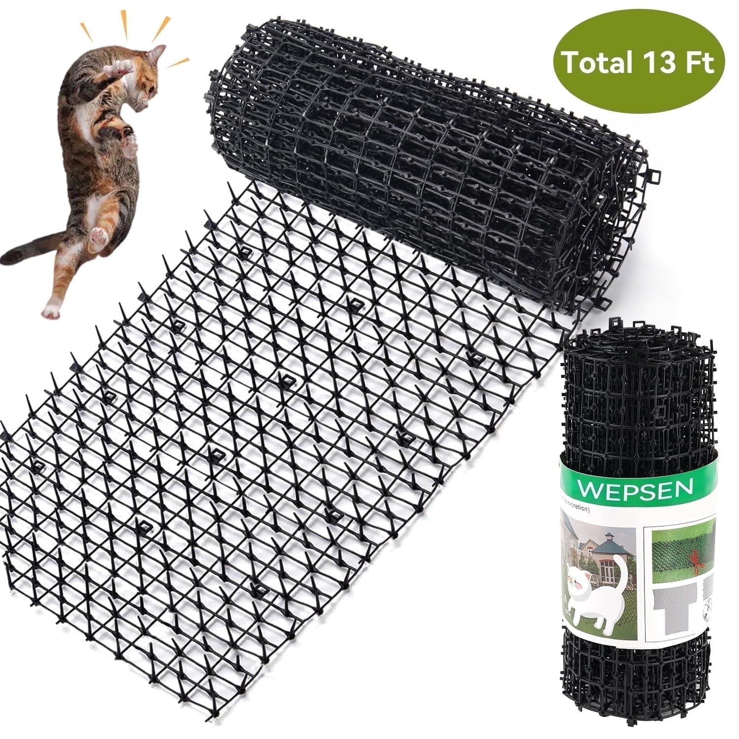 Cat Scat Mat with Spikes Effective Indoor Cat Repellent Mat Network Digging Stopper for Outdoor Keep Cats Out of Yard Permanently,12in*13ft Cat Deterrent Mat