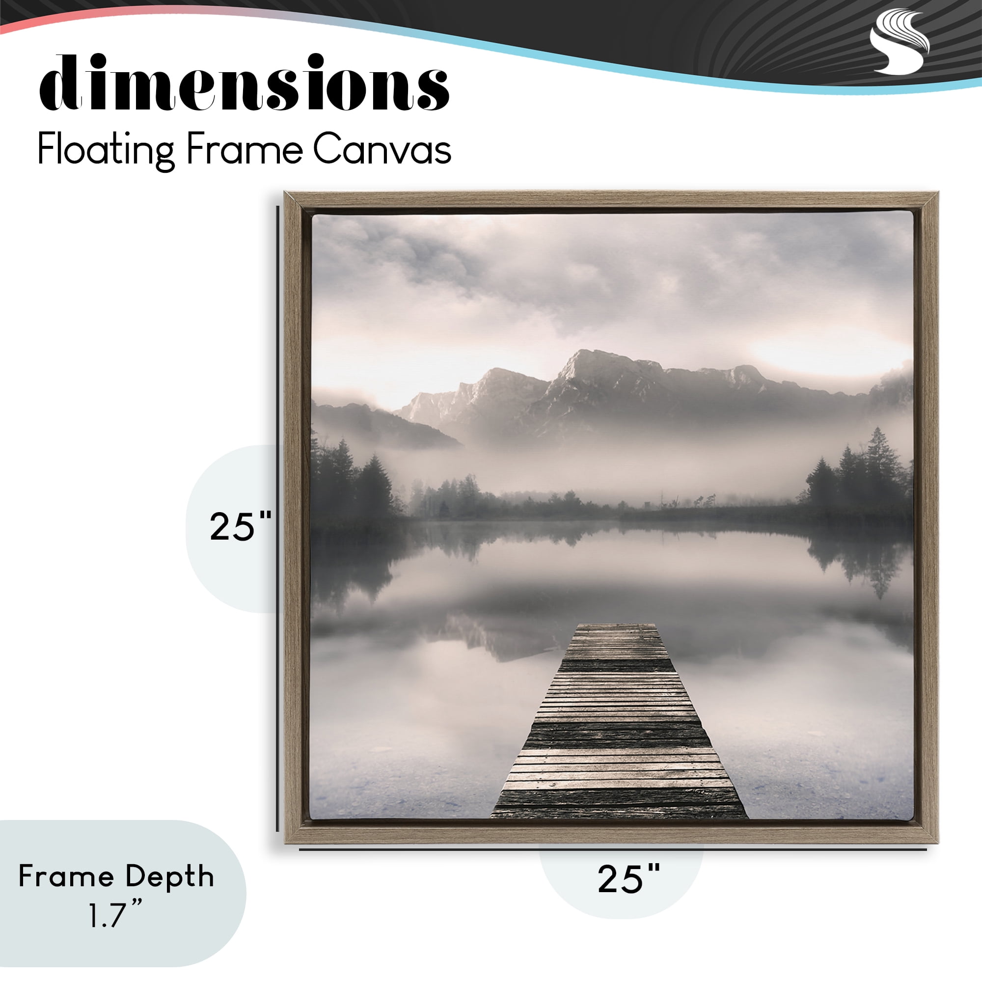 Stupell Industries Calm Reflective Waters & Mountains Brown Framed Floater Canvas Wall Art, design by Irene Weisz