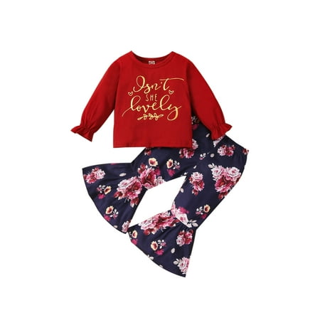 

Ma&Baby Toddler Baby Girl Flare Pants Set Long Sleeve T-Shirt Tops Leopard 2Pcs Outfit