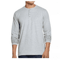 thumbnail image 3 of Weatherproof Men's Long Sleeve 4-Button Brushed Henley Tee (Light Grey Heather, XXL), 3 of 3