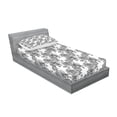 thumbnail image 2 of Ambesonne Floral Fitted Sheet & Pillow Sham Set, Plant Blossom Spring, Twin, Black Grey White, 2 of 2