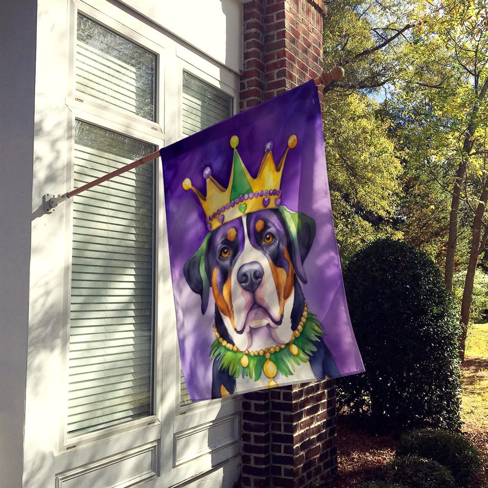Greater Swiss Mountain Dog King of Mardi Gras House Flag