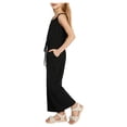 thumbnail image 3 of Vedolay Girls Crew Neck Sleeveless Solid Color Jumpsuit with Belt,Black 4-5 Years, 3 of 5