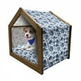 thumbnail image 1 of Hawaii Pet House, Branch of Arecaceae Tree Polynesian of Triumph and Victory Spring, Outdoor & Indoor Portable Dog Kennel with Pillow and Cover, 5 Sizes, Cobalt Blue Pale Blue, by Ambesonne, 1 of 5