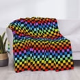 thumbnail image 3 of Uemuo Rainbow Chequerboard Printed Throw Blanket for Couch, Fluffy Fuzzy Blankets for Bed, Sofa, Cozy Flannel Faux Fur Blanket-50"x40", 3 of 6