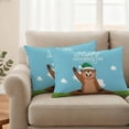 thumbnail image 2 of Happy Groundhog Day Pillow Covers 2 Pack Cartoon Green Hat Groundhog Blue Sky Pillowcase Waterproof Outdoor Throw Pillow Cover for Patio Balcony Rectangular Cushion 20”x12”, 2 of 9