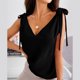 thumbnail image 2 of Playeras,Blusas y Tops,Ropa para Mujer Tank Top Vestido 2023 correa de hombro correa de camiseta sin mangas mujer verano Vintage cuello en V Top (Black, M), 2 of 5