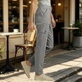 thumbnail image 4 of HomeDM Women's Cargo Pants Straight Leg High Waisted Casual Outdoor Athletic Travel Pants with Pockets Gray 2XL, 4 of 8