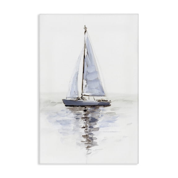 Stupell Industries Minimal Sailboat Reflection Transportation Painting Gallery Wrapped Canvas Art Print Wall Art, 16 x 24