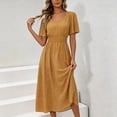thumbnail image 4 of Levmjia Flowy Midi Dresses for Women V Neck Short Sleeve Polka Dot Dress Summer Casual Fashion Loose Fit Swing Party Beach Vacation, 4 of 6