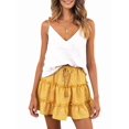 thumbnail image 3 of Womens High Waist Floral Print A Line Short Skirt with Ruffled Hem Elegant Summer Skirt Yellow Dots XXL, 3 of 9