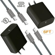 PD Wall Charger, USB-C Charger with 18W Power Delivery 3.0 Set For Samsung Galaxy Note10, Note10+, Note10+ 5G, 2x USB-C Cable 6ft. + 2x Wall Charger, UL Certified Super Charger