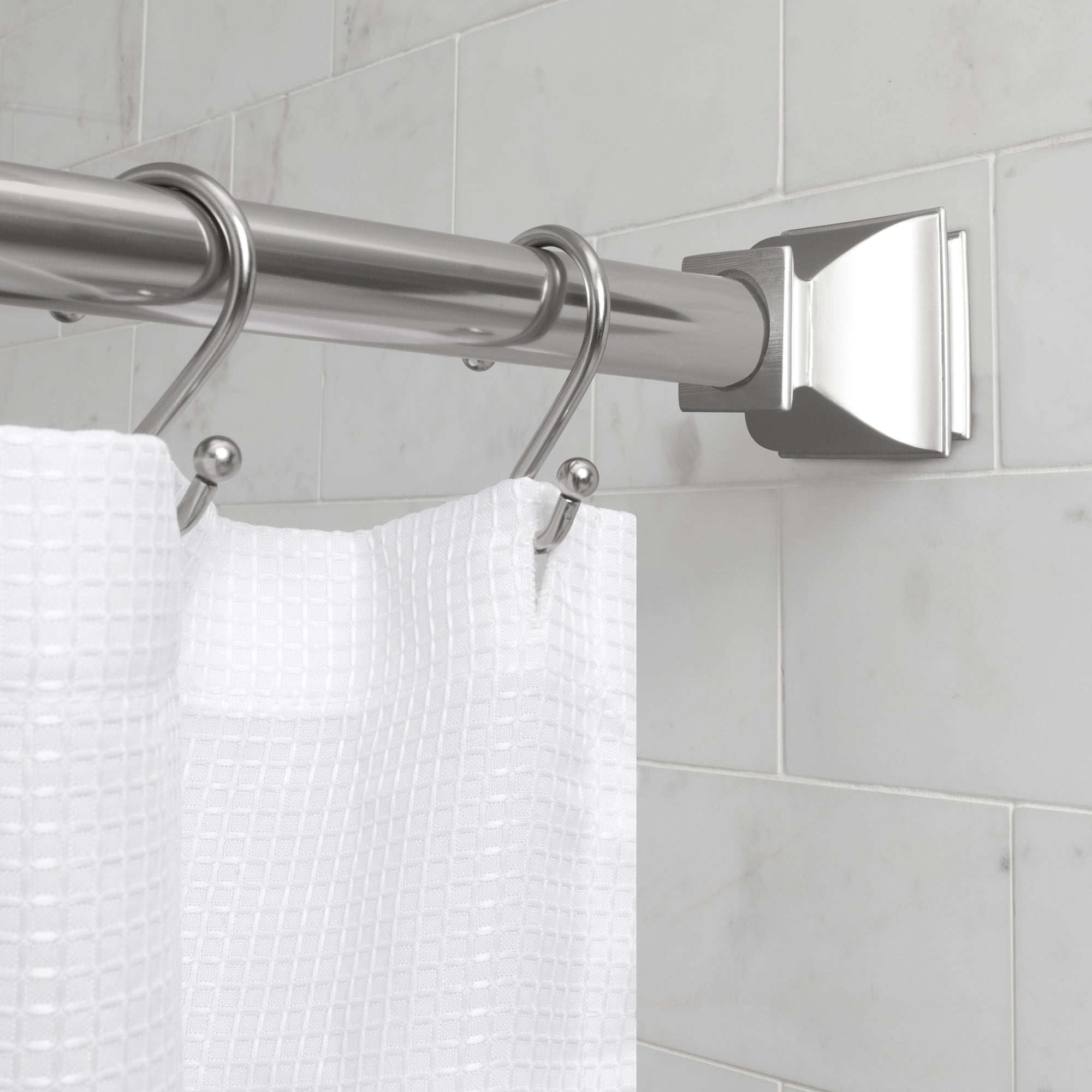 Aluminum Square Shower Tension Rod, How To Hang An Adjustable Shower Curtain Rod