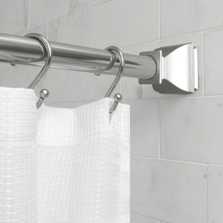 Better Homes & Gardens No Rust 43" - 72" Adjustable Tension Deco Shower Curtain Rod, Brushed Nickel