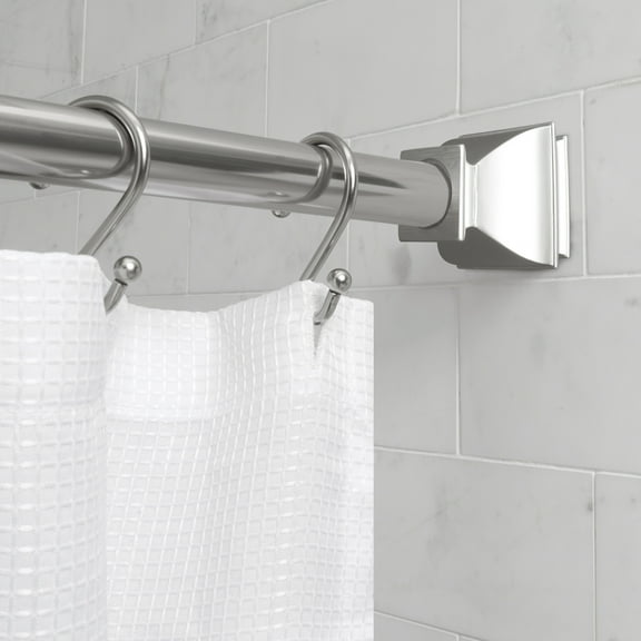 Better Homes & Gardens No Rust 43" - 72" Adjustable Tension Deco Shower Curtain Rod, Brushed Nickel