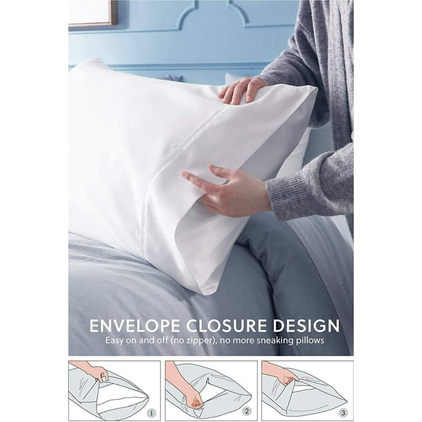 HTOOQ Standard Pillow Cases Set of 4 White 100 Organic Cotton 800