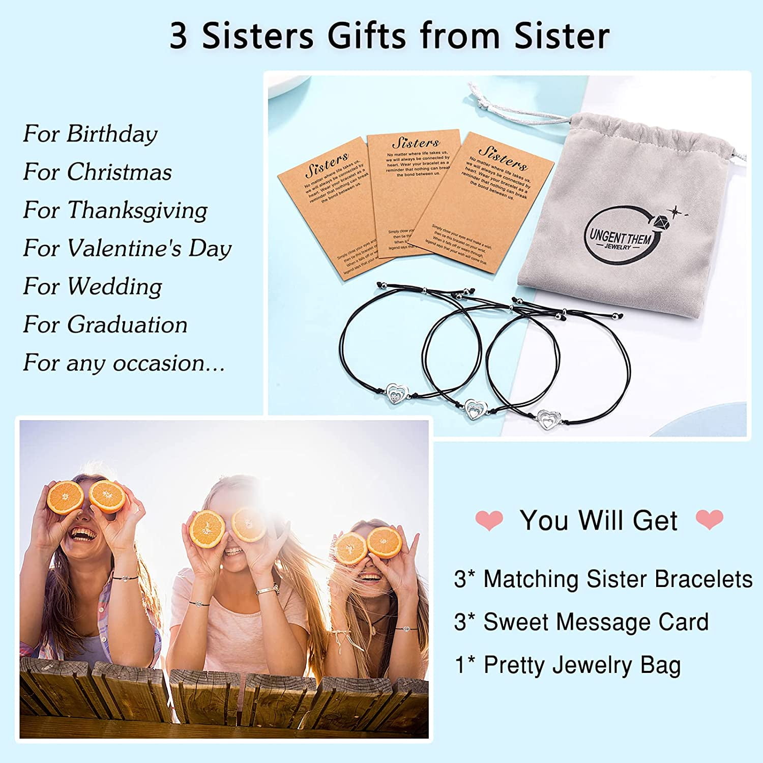Buy VLINRAS Best Friends Necklace for 3 Sister Necklace for 3 BFF Matching  Heart Pendant Friendship Personalized Birthday Gift at Amazon.in
