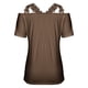 thumbnail image 5 of ICHUANYI Clearance Fashion Women's Summer V-Neck Casual Lace Patchwork Solid Caims Blouse Top(Coffee, M) ICHUANYI WER2023080805442, 5 of 6