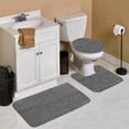 thumbnail image 2 of Complete Bath Mat Rug Set Charcoal Color #6 Non Slip Super Soft Shaggy Chenille 7 piece 1 Mat,1 Contour Mat,1 Lid Cover Plus 4pc Ceramic Accessories, 2 of 3