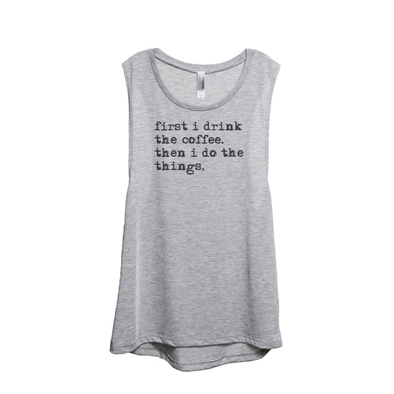 Thread Tank First Jesus Coffee Second Women's Sleeveless Muscle Tank Top Sport Grey Small