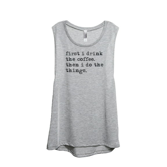 Thread Tank First Jesus Coffee Second Women's Sleeveless Muscle Tank Top Sport Grey Small