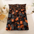 thumbnail image 5 of Homewish Orange Futuristic Cubes Queen Sheets,Abstract Artwork Queen Sheet Sets,4pcs,1 Flat Sheet, 1 Fitted Sheet and 2 Pillowcases, 5 of 6