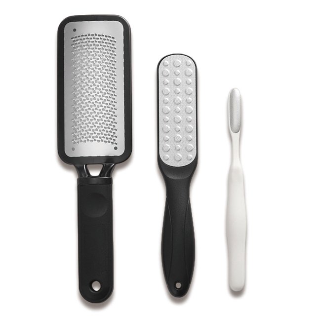Lima para pies, 3 piezas, escofina para pies de acero inoxidable, raspador de talón y depurador de pies en la ducha, removedor de piel muerta, raspador de pies para piel muerta