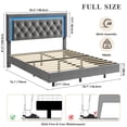 thumbnail image 4 of Yeshouse Estructura de cama flotante con cabecero de diamante, plataforma tapizada en bouclé con luces LED inteligentes, soporte de listones de madera maciza, silenciosa, fácil de montar, 4 of 9