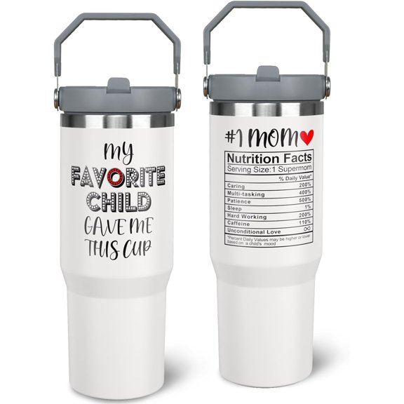 Mothers Day Gifts for Mom - 30 oz Tumbler with Handle and Straw, Vacuum Insulated Water Bottle Stainless Steel, Leak Proof Travel Mug Funny Mama Cup for Women Birthday Christmas Gift from Daughter Son