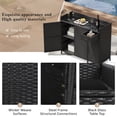 thumbnail image 4 of 47.5"W Wicker Outdoor Storage Cabinet with Tempered Glass Desktop, Weather-proof Rattan Bar Table with Three Doors, Adjustable Shelf, and One Drawer, for Outdoor Cushions, Pool Toys,Black, 4 of 22