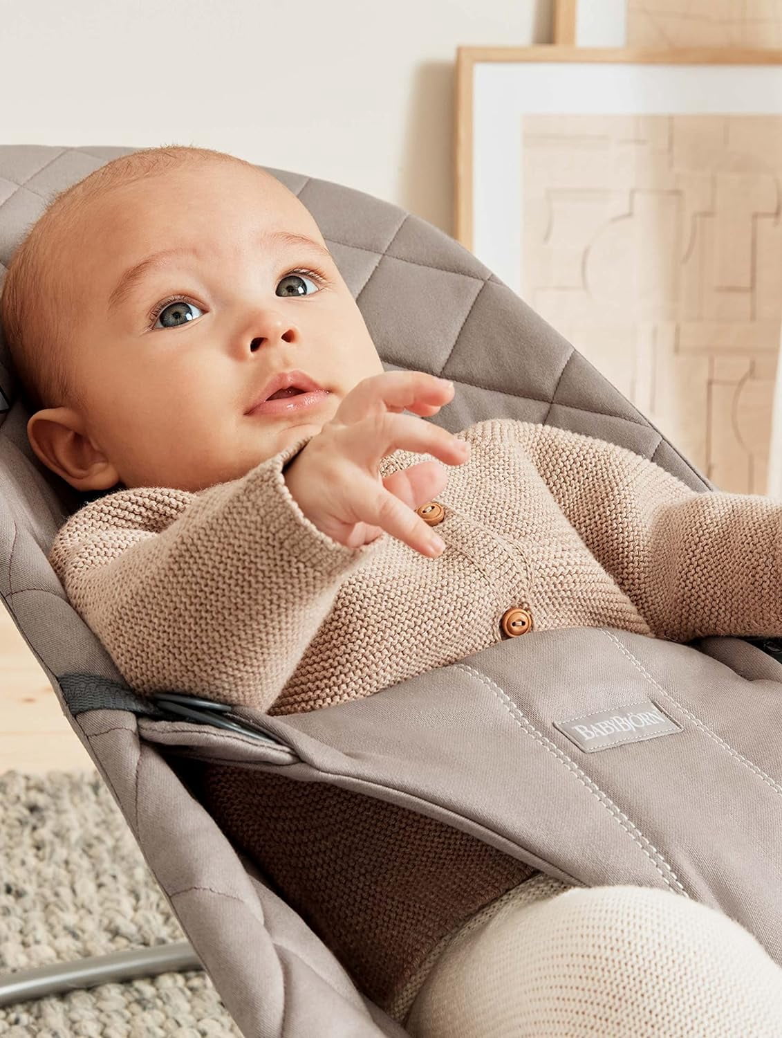 BabyBjorn Bouncer Bliss, Sand Gray, Cotton