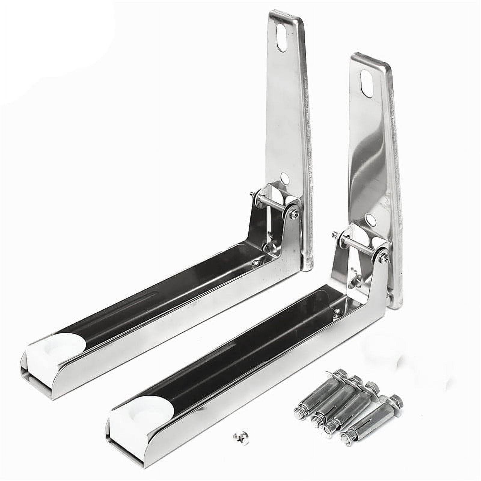 Support Frame Steel Foldable Stretch Shelf Rack Microwave Oven Wall Mount Bracket Stainless Silver