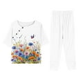 thumbnail image 3 of Jacenvly Two Piece Outfits Women Pants and Top Women Fashion Print Casual Loose Fitting Round Neck Short Sleeve Top Pants Two-Piece Set Summer Dresses for Women 2024, 3 of 8
