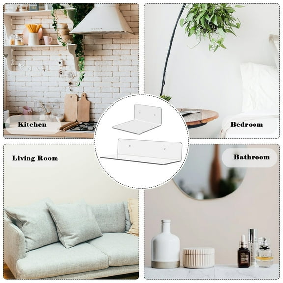 Acrylic Small Shelf for Wall Storage Clear Adhesive Shelf for Living Room
