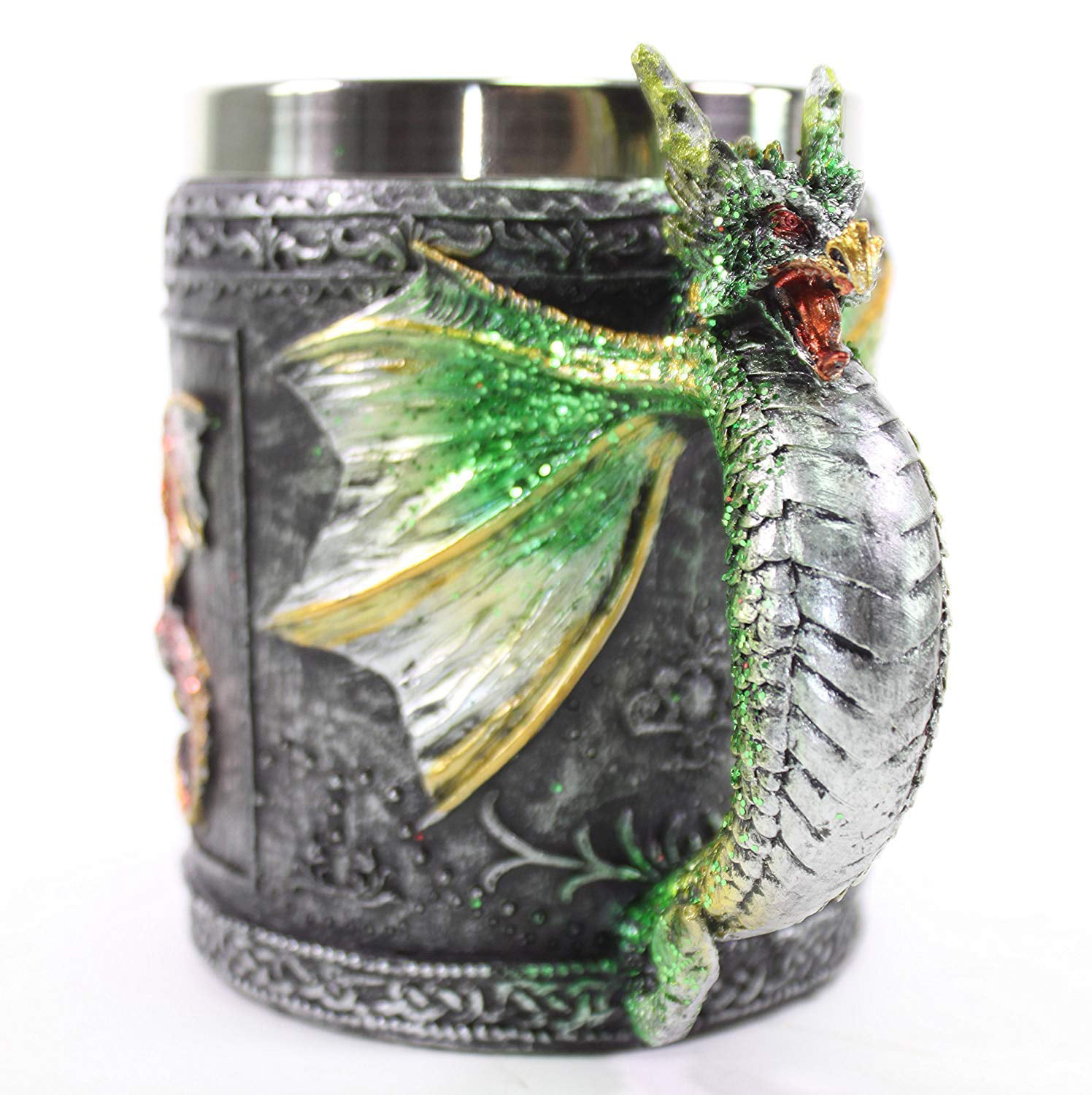 Green Royal Dragon Mug Serpent Handle Medieval Collectible Stein Home Decor Gift 