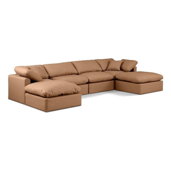 Meridian Furniture Indulge Vegan Leather U-Shaped Modular Sectional in Orange